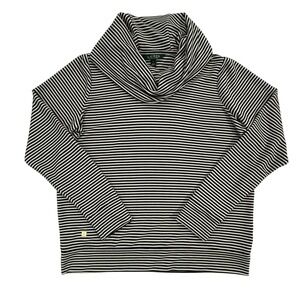 Lauren Ralph Lauren Black White Striped Cowl Neck Long Sleeve Top Size M W465